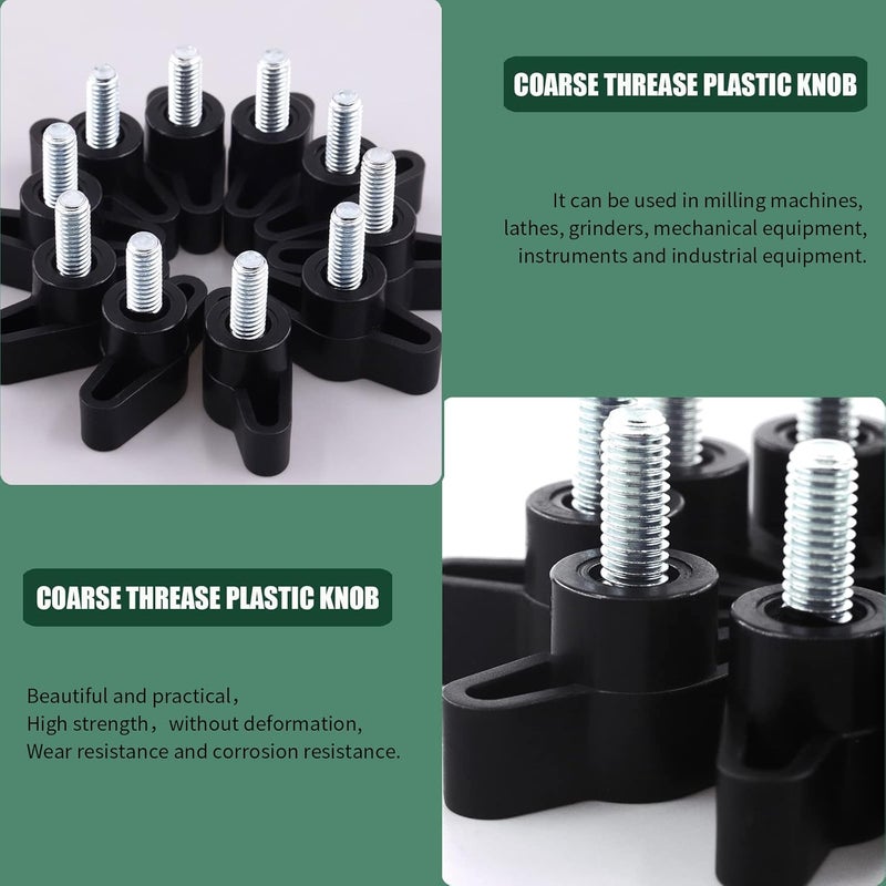 Keadic 35 Pcs M6 5 Sizes Clamping Screw Knob Thumb Screws Assortment Set Carbon Steel 36# Threaded Knurled Thumbscrew Screw on Tee Wing Plastic Knob-M6 x [13-50] mm - Image 5